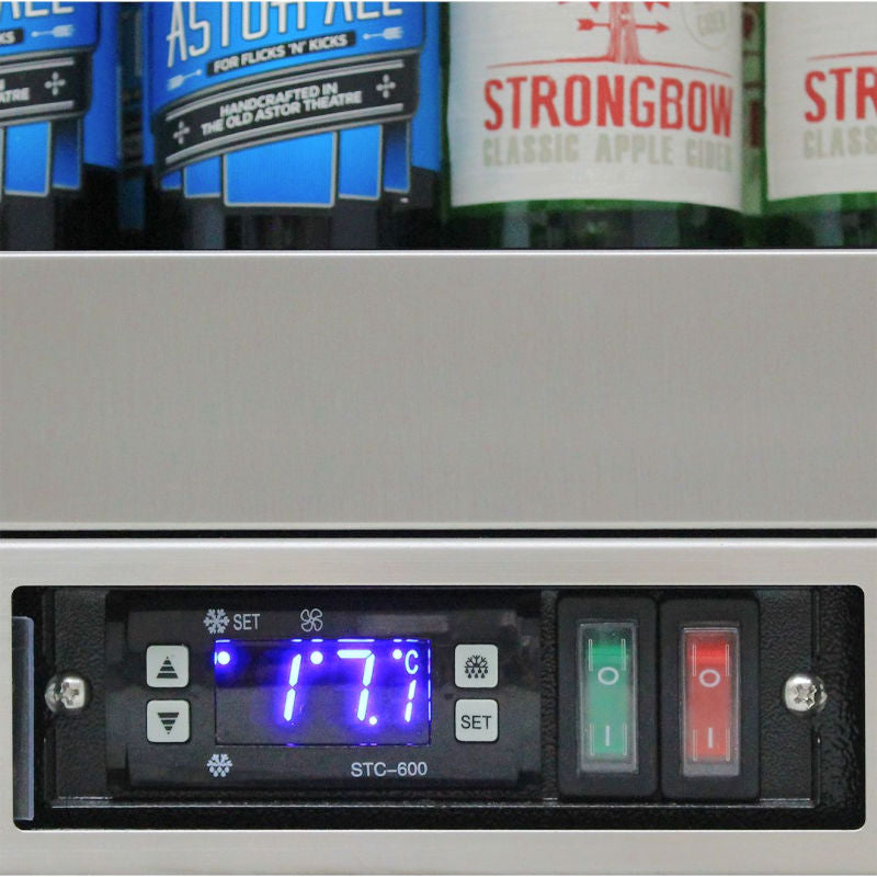 Bar Fridge | 129 Litre Alfresco close up view of temperature controls